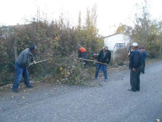 Mahalleli yolu temizliyor