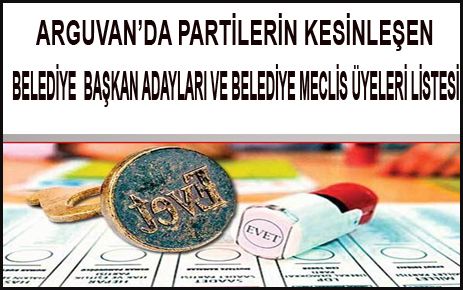 ARGUVAN'DA BAŞKAN ADAYLARI VE BELEDİYE MECLİS ÜYELERİNİN KESİNLEŞEN LİSTESİ