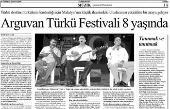 CUMHURİYET GAZETESİNDE ARGUVAN TÜRKÜ FESTİVALİ 