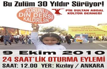 ZORUNLU DİN DERSİNE 24 SAATLİK OTURMA EYLEMİ