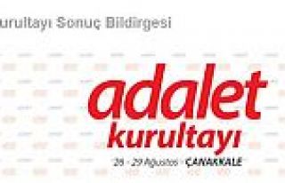 CHP'NİN ADALET KURULTAYI SONUÇ BİLDİRGESİ